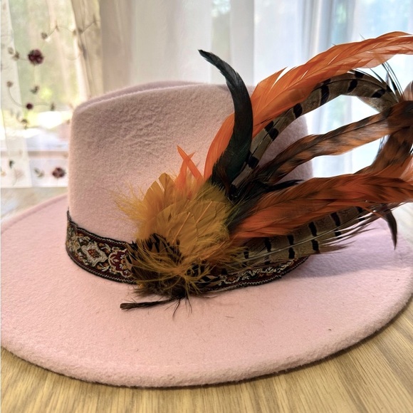 Pink and Orange Feathered Hat - Picture 4 of 8